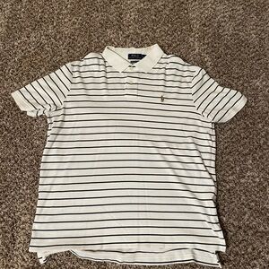 Ralph Lauren Men's White Polo with Black Stripes